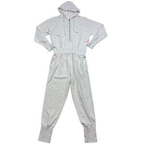 Free People FP Movement Training Day Jumpsuit L Hooded Relaxed Fit Thumb Holes